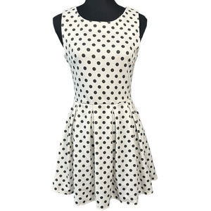Sans Souci White Polka Dot Sleeveless Skater Dress, Size M